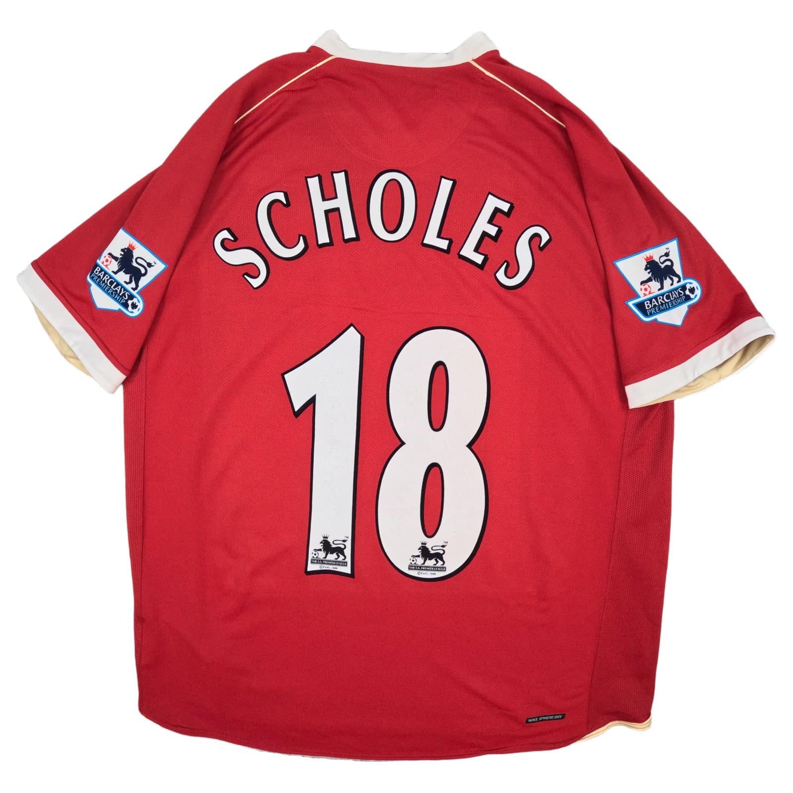 Manchester United Football Shirt Large Red Home 2006 2007 Nike Scholes 18 Jersey