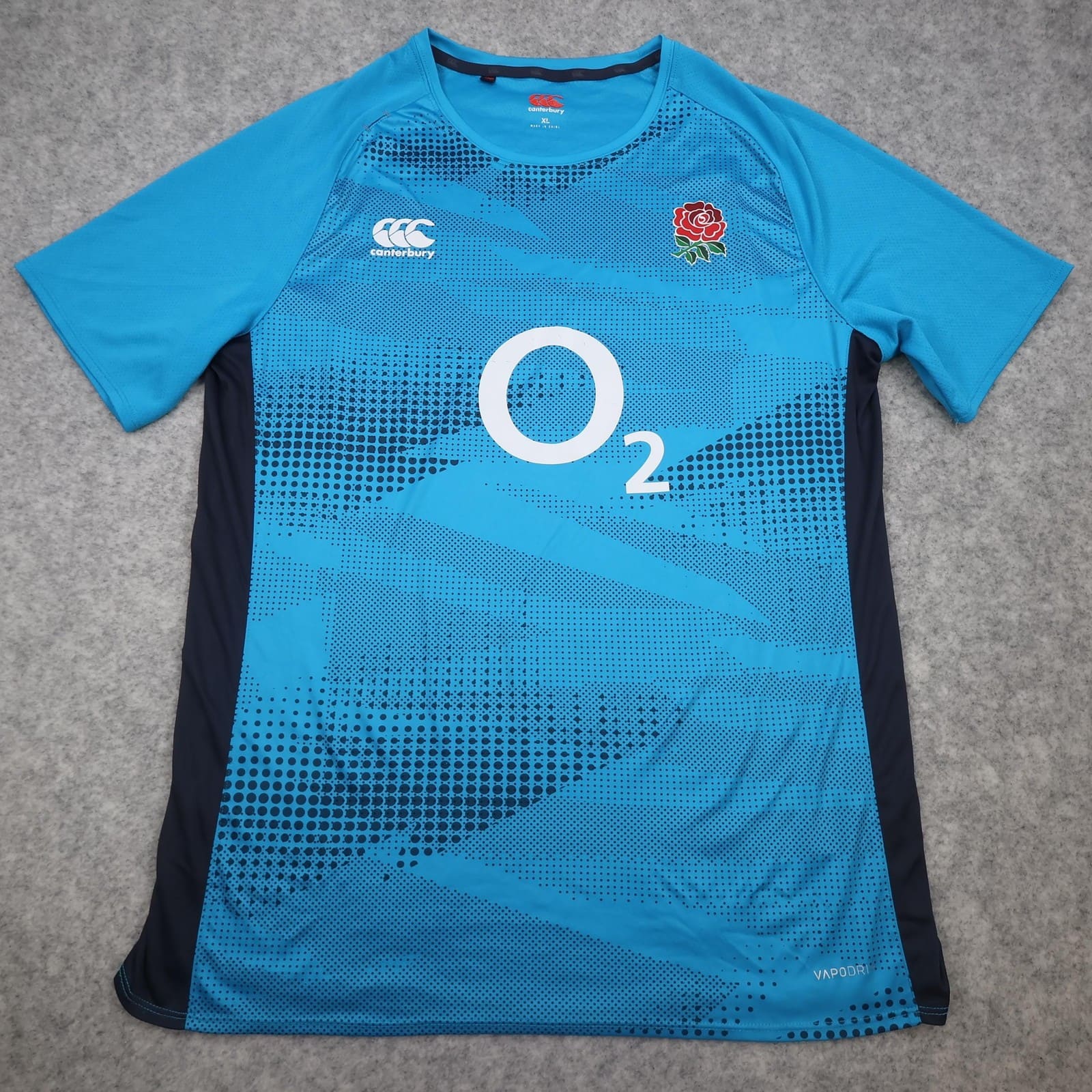 England Rugby Training Shirt Mens XL Blue Rugby Union Canterbury O2 Vapodri