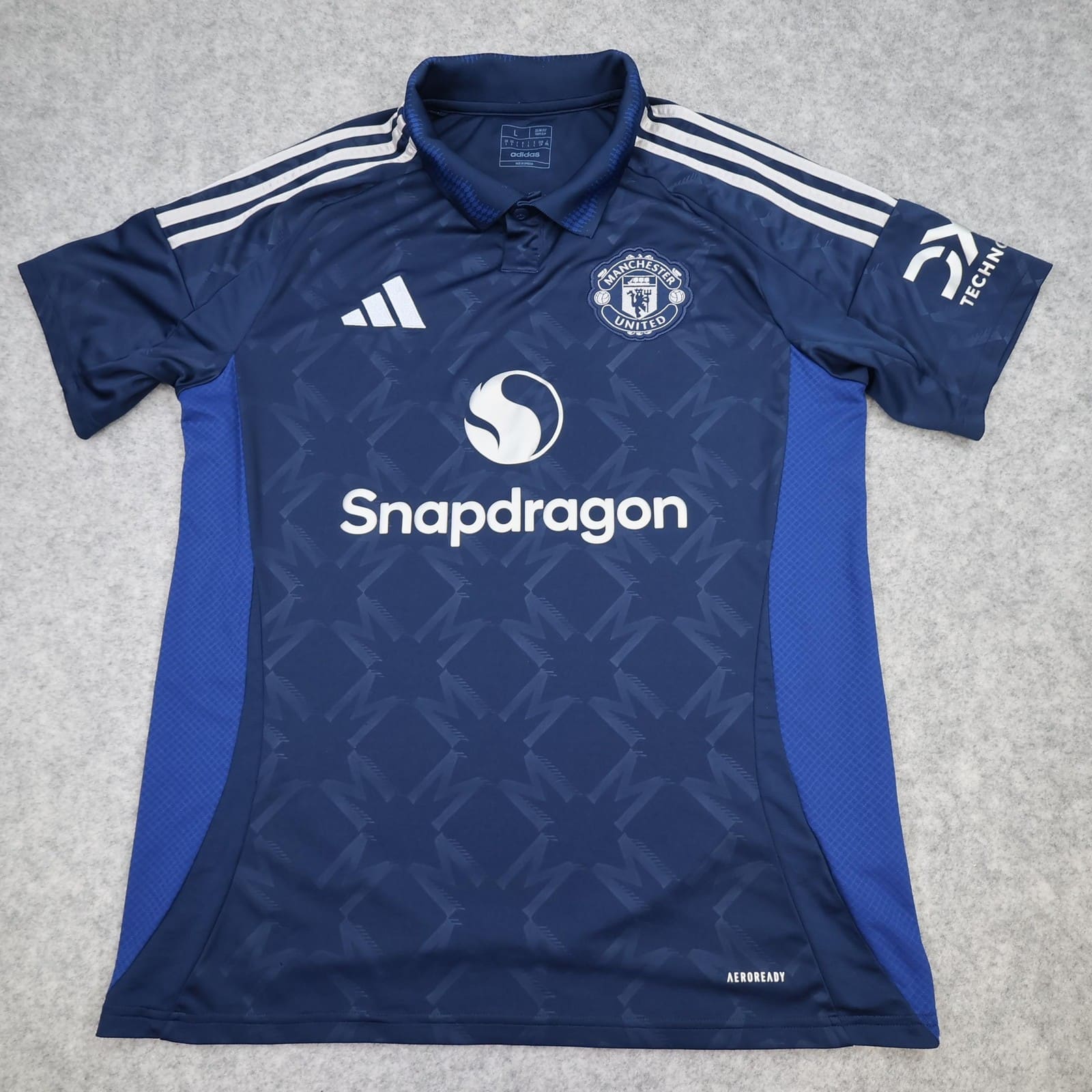 Manchester United Away Shirt Mens Large Blue Adidas Soccer Jersey 2024 2025