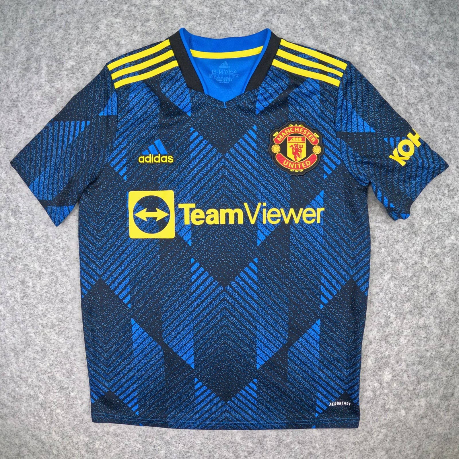 Manchester United Football Shirt Children 13 14Y Blue Third 2021 22 adidas Kids