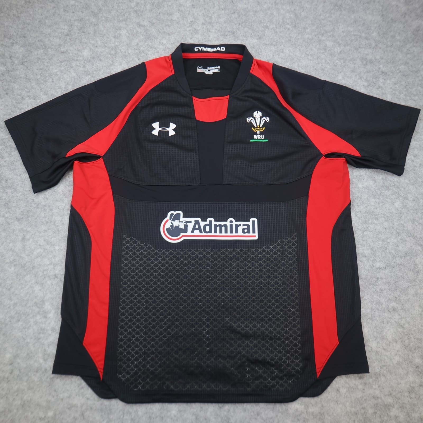 Wales Rugby Shirt 2XL Black Home Kit 2011 2012 Under Armour Jersey Admiral XXL