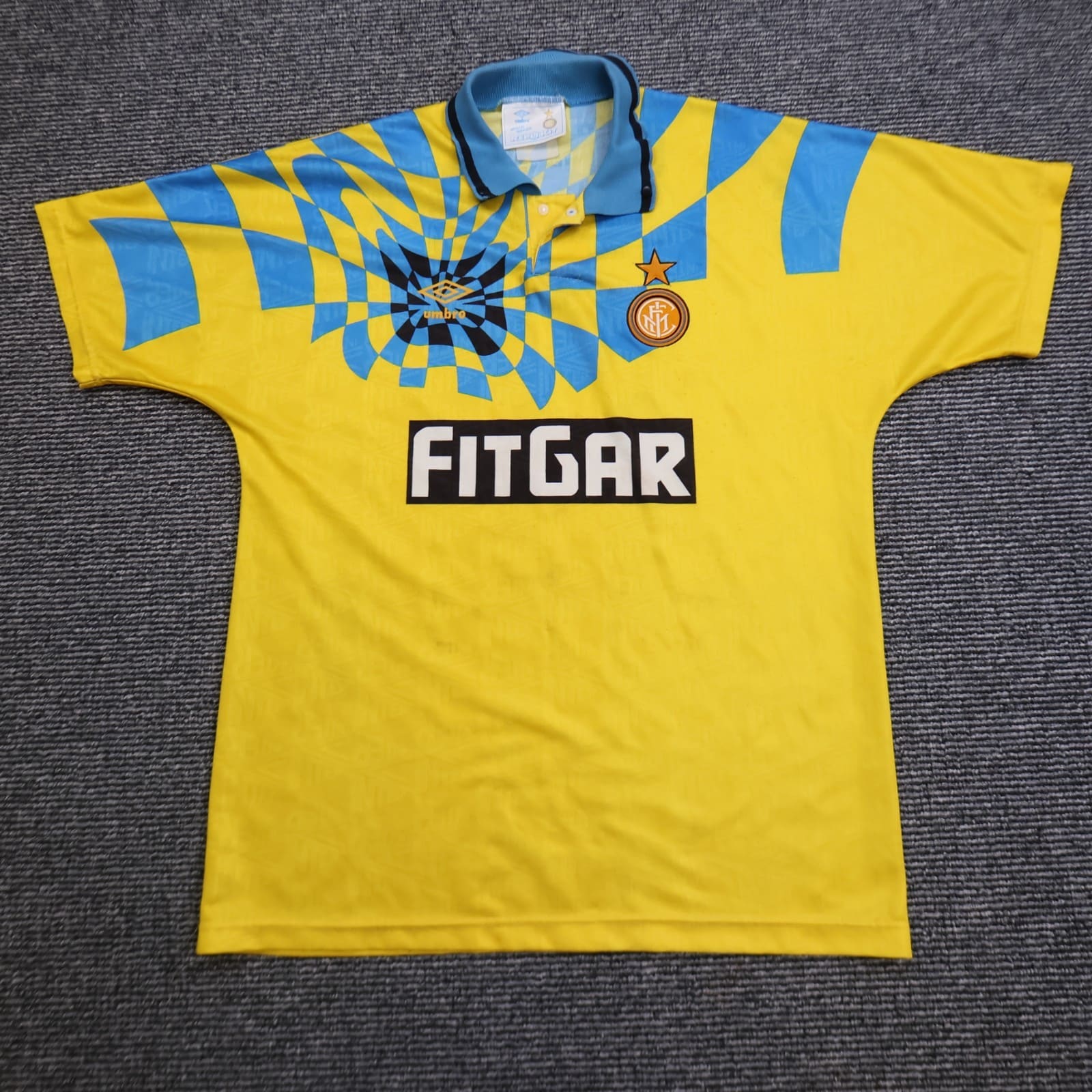 Vintage Inter Milan Shirt Yellow Third Umbro Football Soccer Jersey 1991 1992