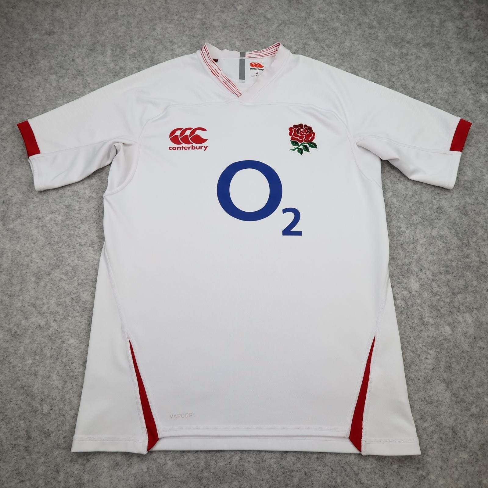 England Rugby Shirt Mens Medium White Rugby Union Canterbury O2 Vapodri Jersey