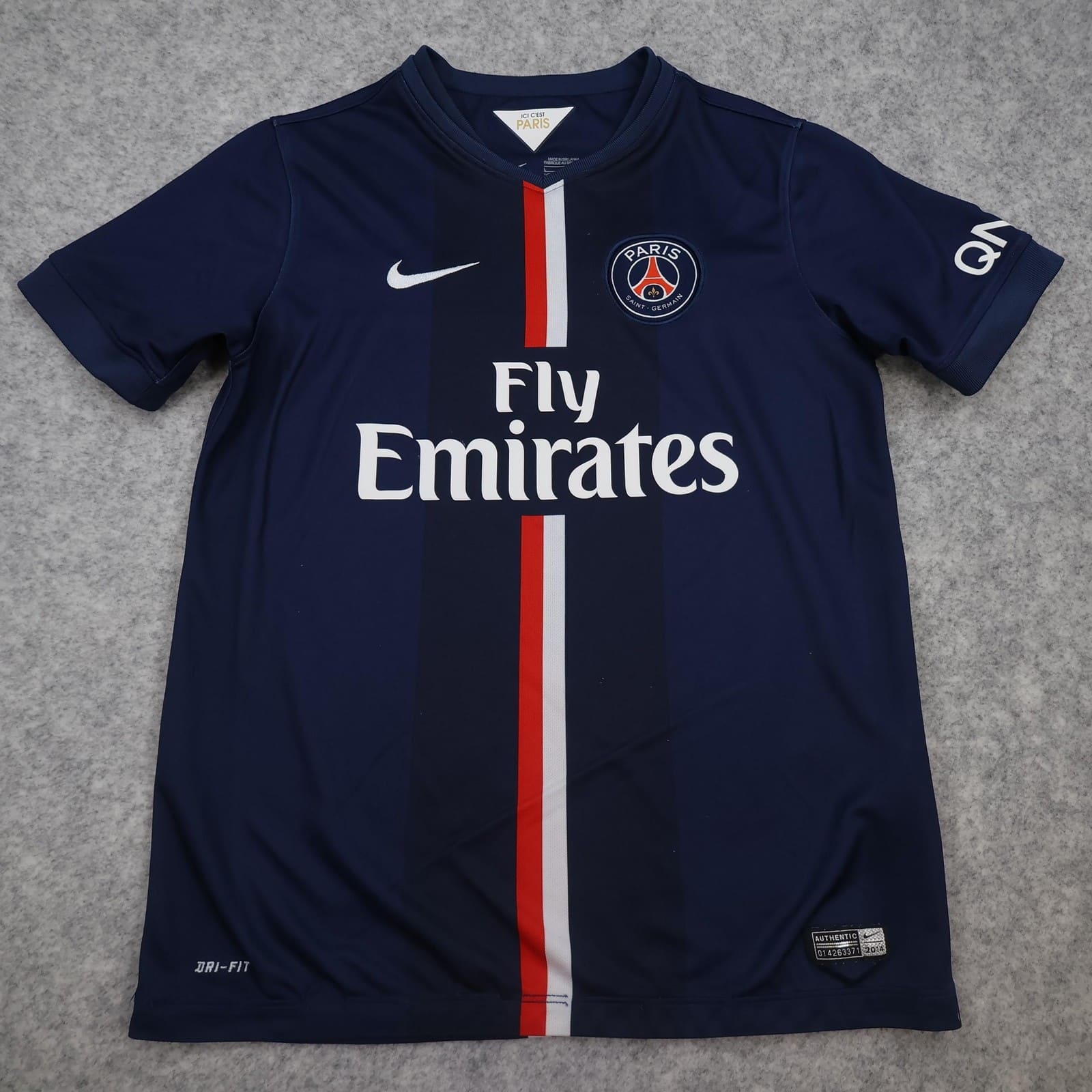 Paris Saint-Germain Shirt Kids 12-13 Blue Home 2014 2015 Nike Soccer Jersey