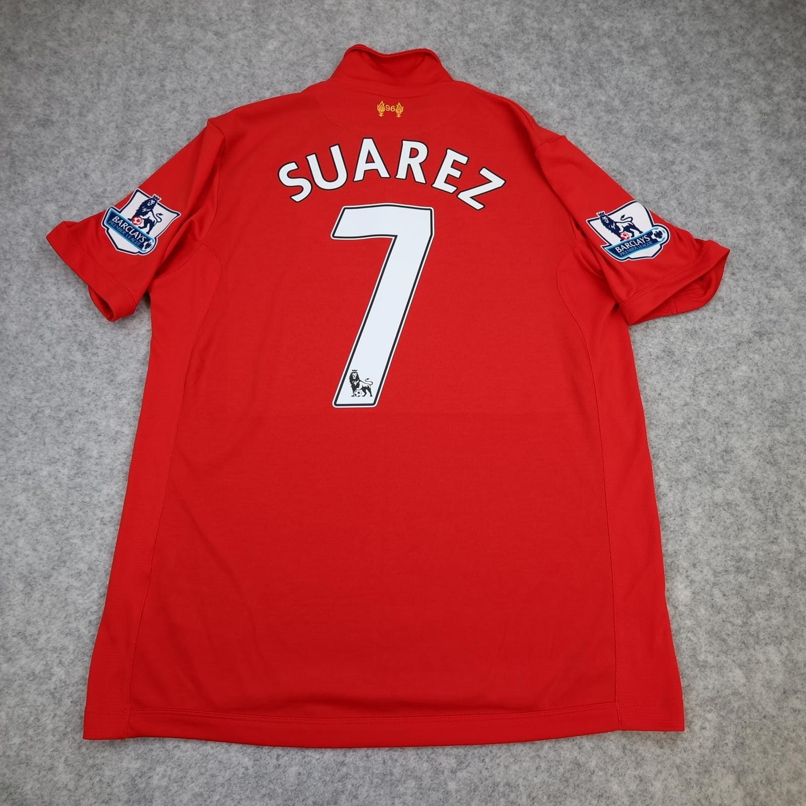 Liverpool Shirt Mens Large Red Home 2012 2013 EPL Warrior Suarez 7 Soccer Jersey