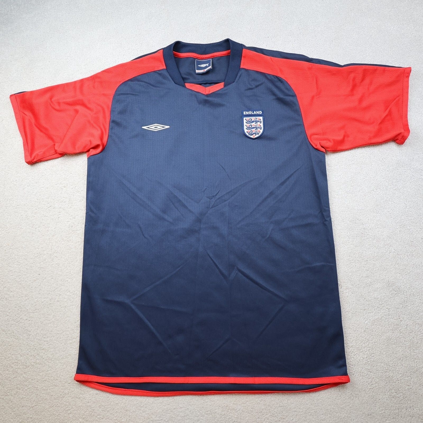 Vintage England Football Shirt Medium Navy Training Kit Umbro 2005 2006