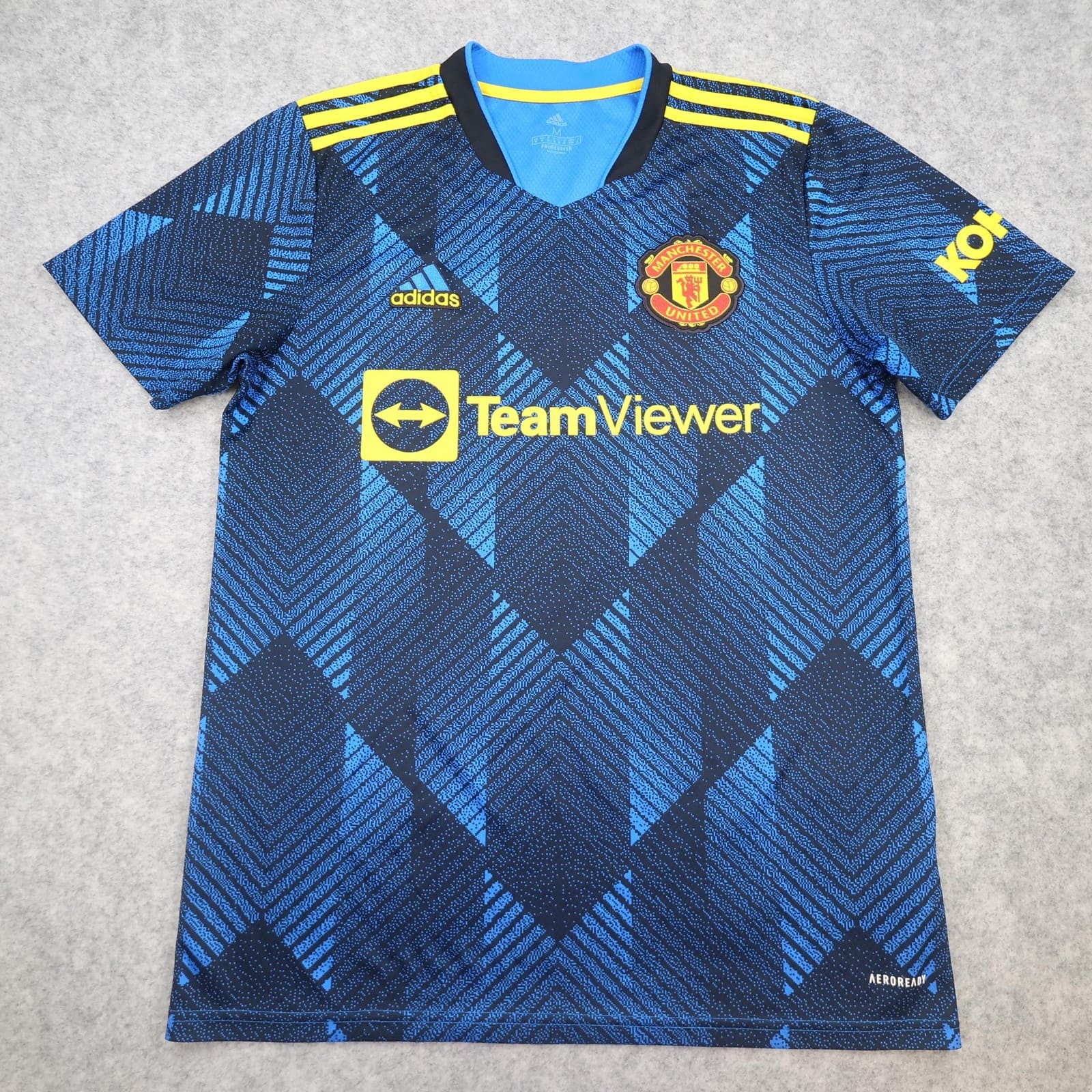 Manchester United Shirt Mens Medium Blue 3rd Kit 2021 2022 Adidas Soccer Jersey