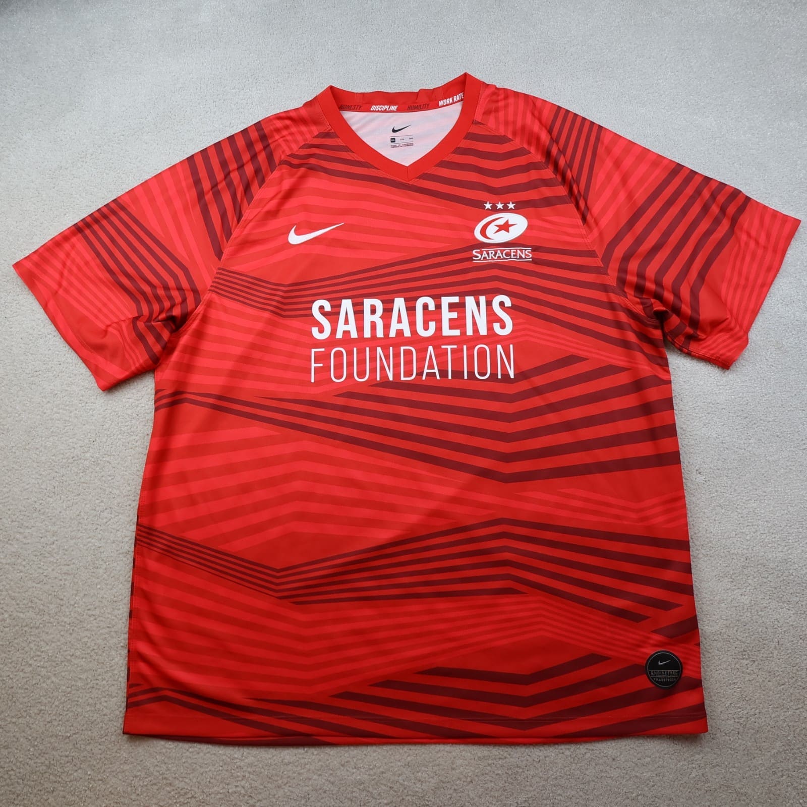 Saracens Rugby Shirt 2XL Red Jersey 2020 2021 Nike Jersey 50"