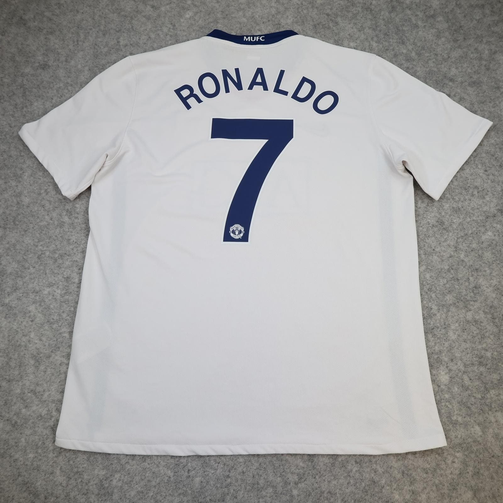 Manchester United Shirt Mens Large White Away 2008 2009 Nike AIG Ronaldo 7