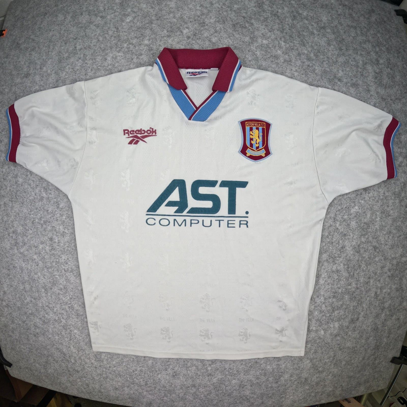 Aston Villa Football Shirt Extra Large White Away 1996 1998 Reebok Soccer Jersey