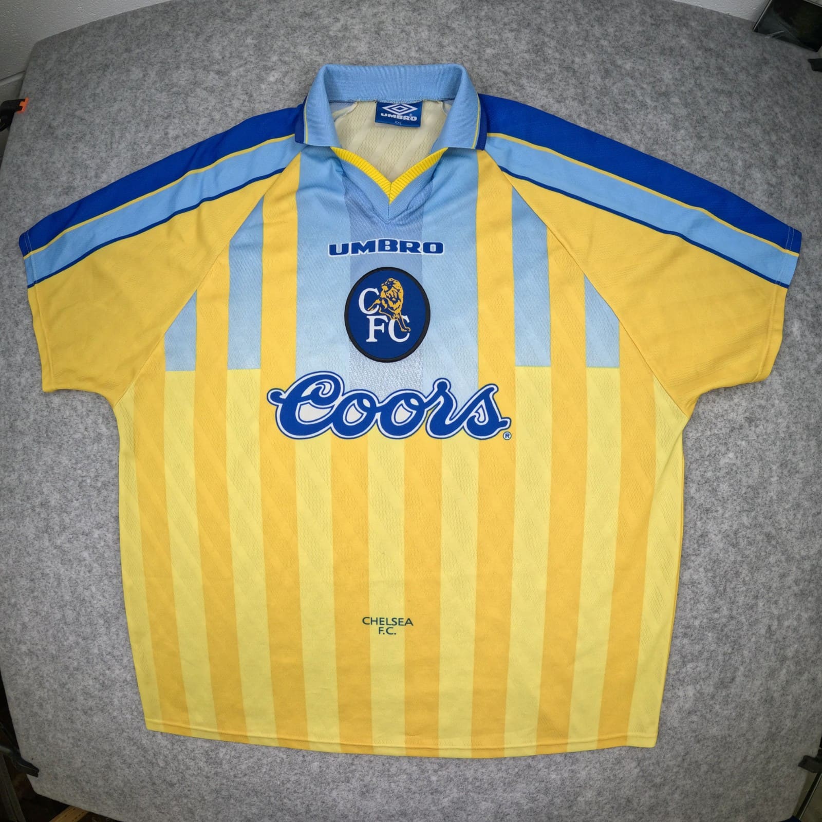 Chelsea Football Shirt 2XL Yellow Away 1995 1997 Umbro Soccer Jersey Vintage