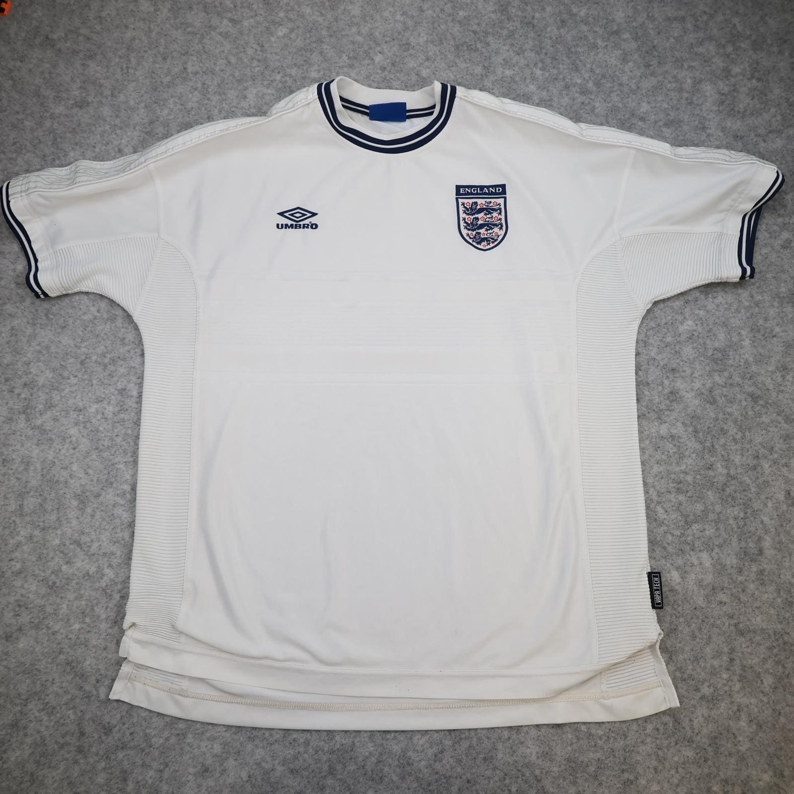England Home Shirt Mens 2XL White 1999 2001 Three Lions Umbro VAPA TECH Jersey