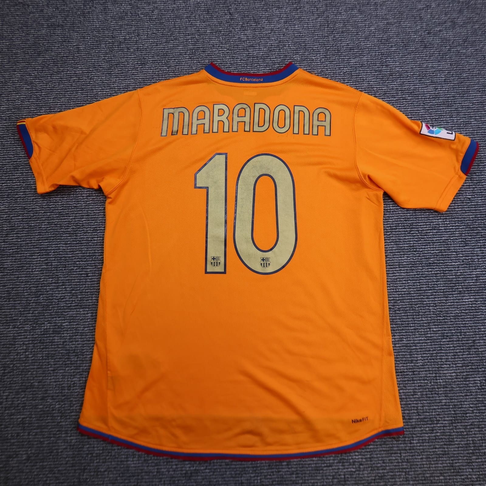 Barcelona Shirt Large Orange Away 2006 2008 Nike Football Diego Maradona Jersey