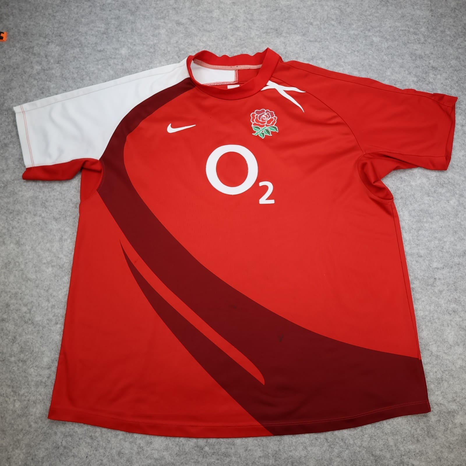 England Rugby Shirt 2XL Red Away Kit 2007 2008 Nike Jersey O2 XXL