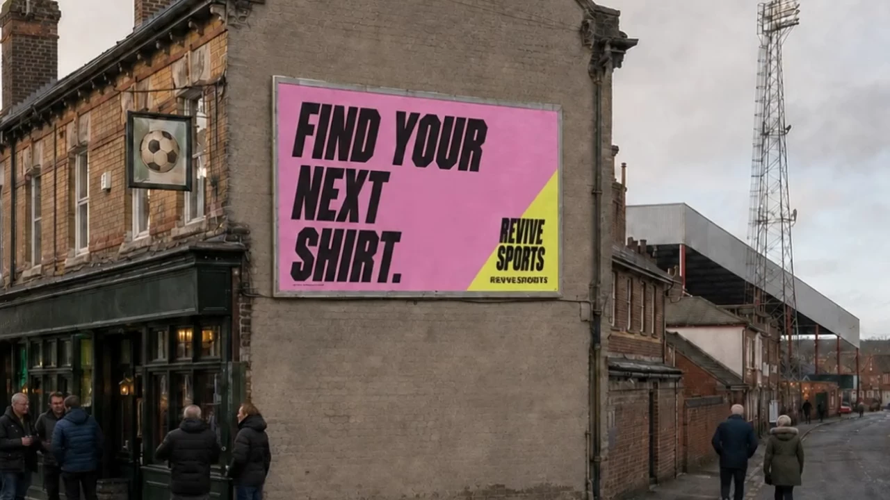 Find your next shirt. Revive Sports billboards around the football ground.